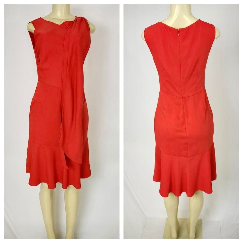 Red Sleek Midi Dress Size 6